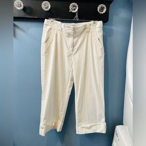 Talbots Ankle Pants Capris white Sz 4 stretch Cargo utility FREE W $15 purchase